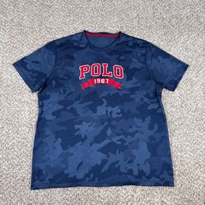 Polo Shirt Mens XL Blue Camo Graphic 1967 Short Sleeve Performance Mesh Tee